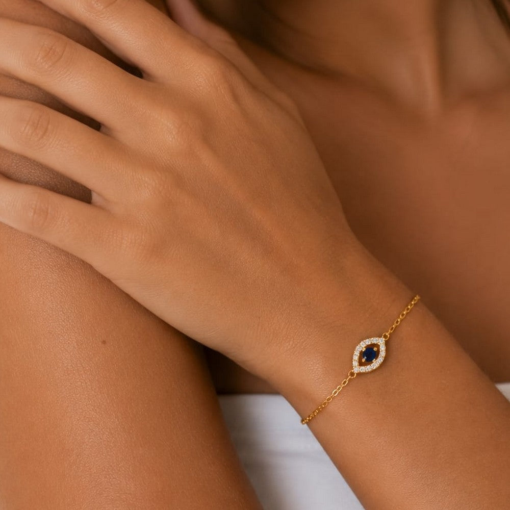 Bracelet Mauvais Œil – Plaqué Or 18K & Zirconiums