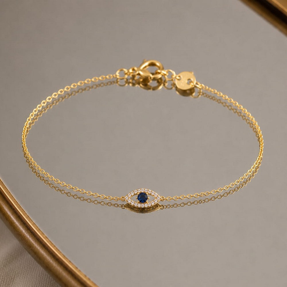 Bracelet Mauvais Œil – Plaqué Or 18K & Zirconiums