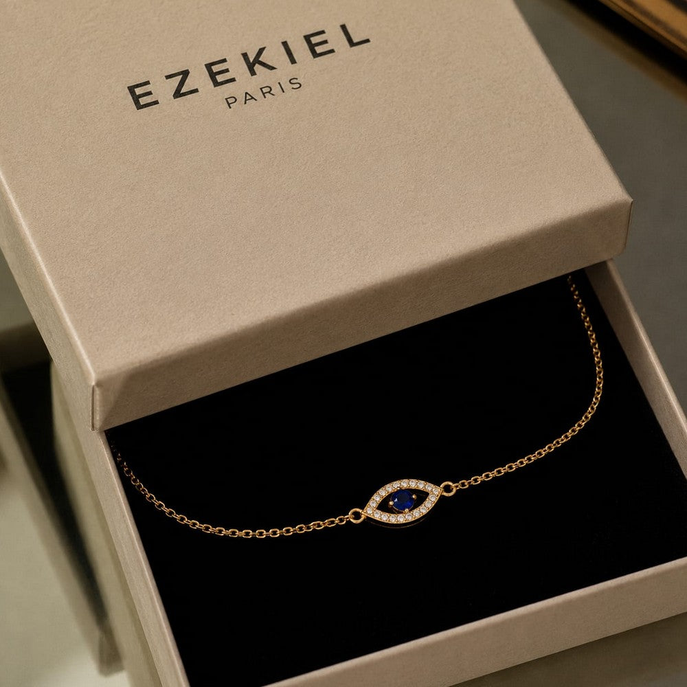 Bracelet Mauvais Œil – Plaqué Or 18K & Zirconiums