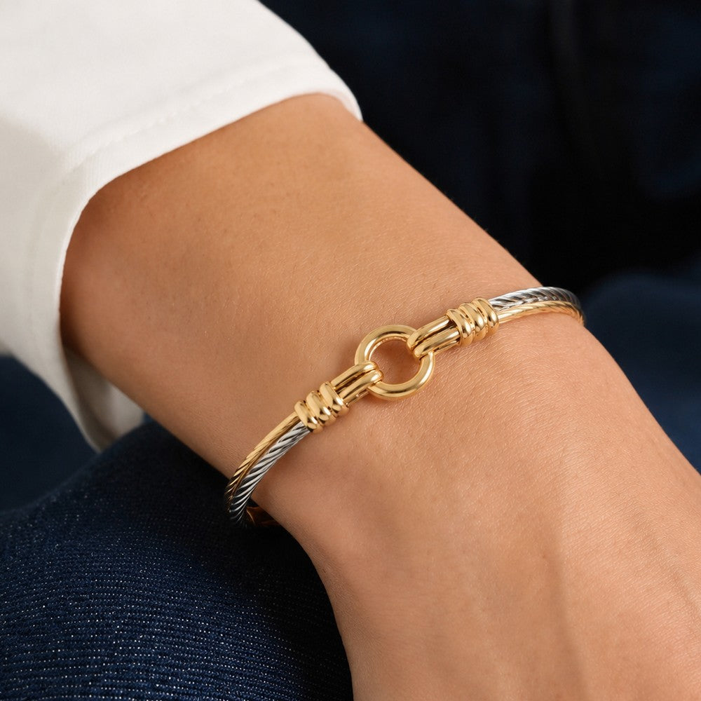 Bracelet Marin Torsadé Bi matière - Plaqué Or 18K & Argent 925 Rhodié