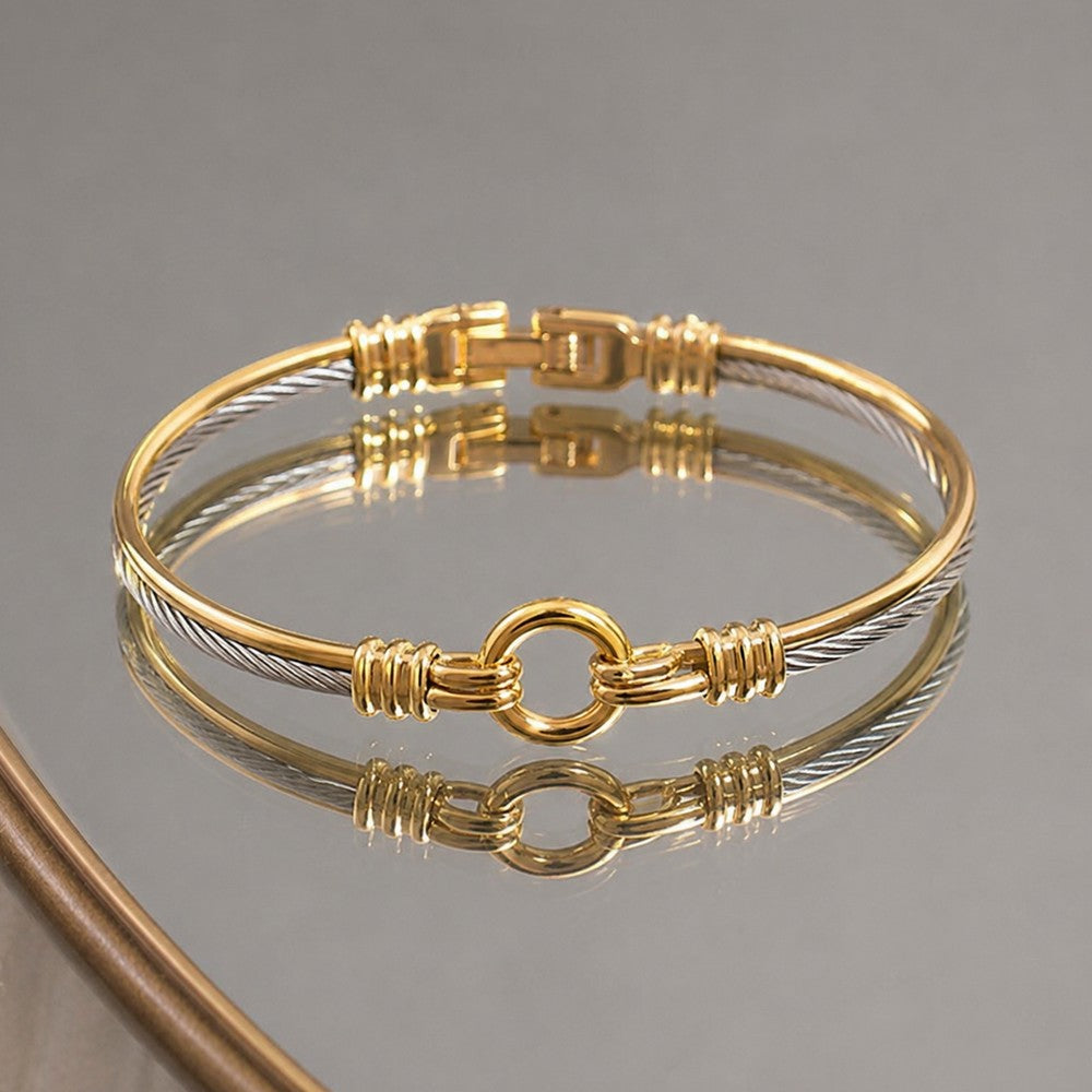 Bracelet Marin Torsadé Bi matière - Plaqué Or 18K & Argent 925 Rhodié