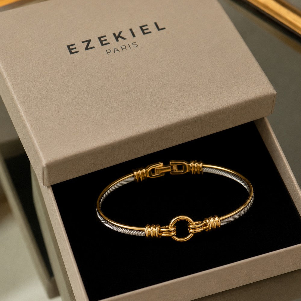 Bracelet Marin Torsadé Bi matière - Plaqué Or 18K & Argent 925 Rhodié