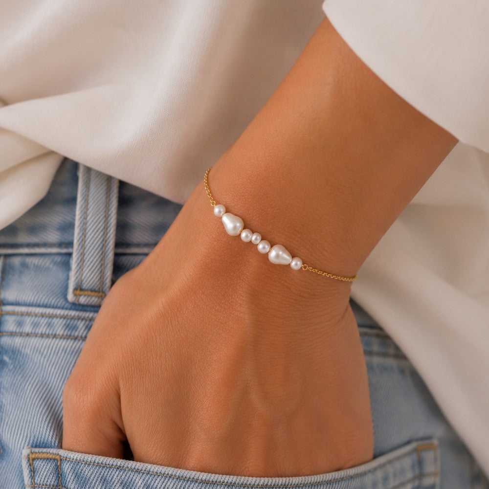 Bracelet Perles – Plaqué Or 18K & Perles Imitation