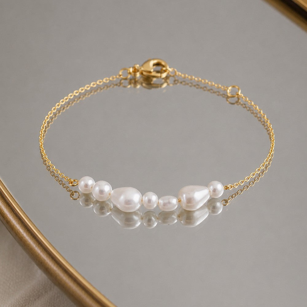 Bracelet Perles – Plaqué Or 18K & Perles Imitation