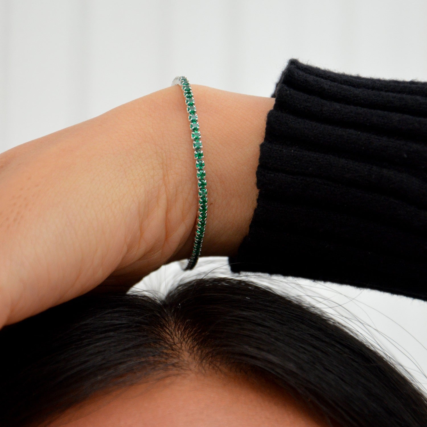 Bracelet Tennis Signature - Héritage – Vert Emeraude - Plaqué Or 18K ou Argent 925 Rhodié & Zirconium