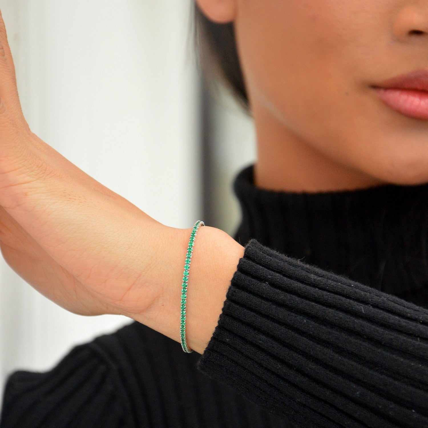 Bracelet Tennis Signature - Héritage – Vert Emeraude - Plaqué Or 18K ou Argent 925 Rhodié & Zirconium