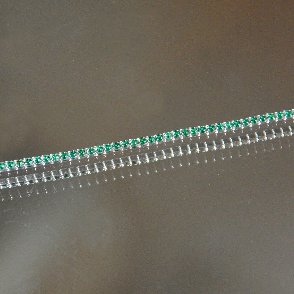 Bracelet Tennis Signature - Héritage – Vert Emeraude - Plaqué Or 18K ou Argent 925 Rhodié & Zirconium