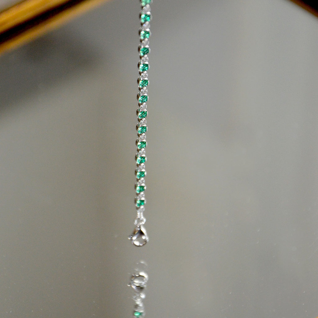Bracelet Tennis Signature - Icône – Vert Emeraude - Plaqué Or 18K ou Argent 925 Rhodié & Zirconiums