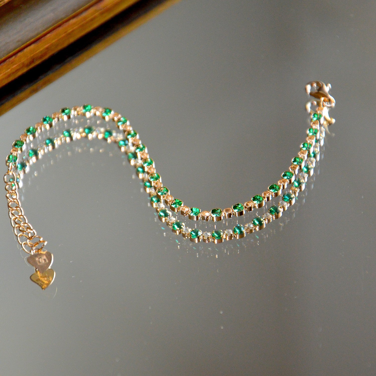 Bracelet Tennis Signature - Icône – Vert Emeraude - Plaqué Or 18K ou Argent 925 Rhodié & Zirconiums