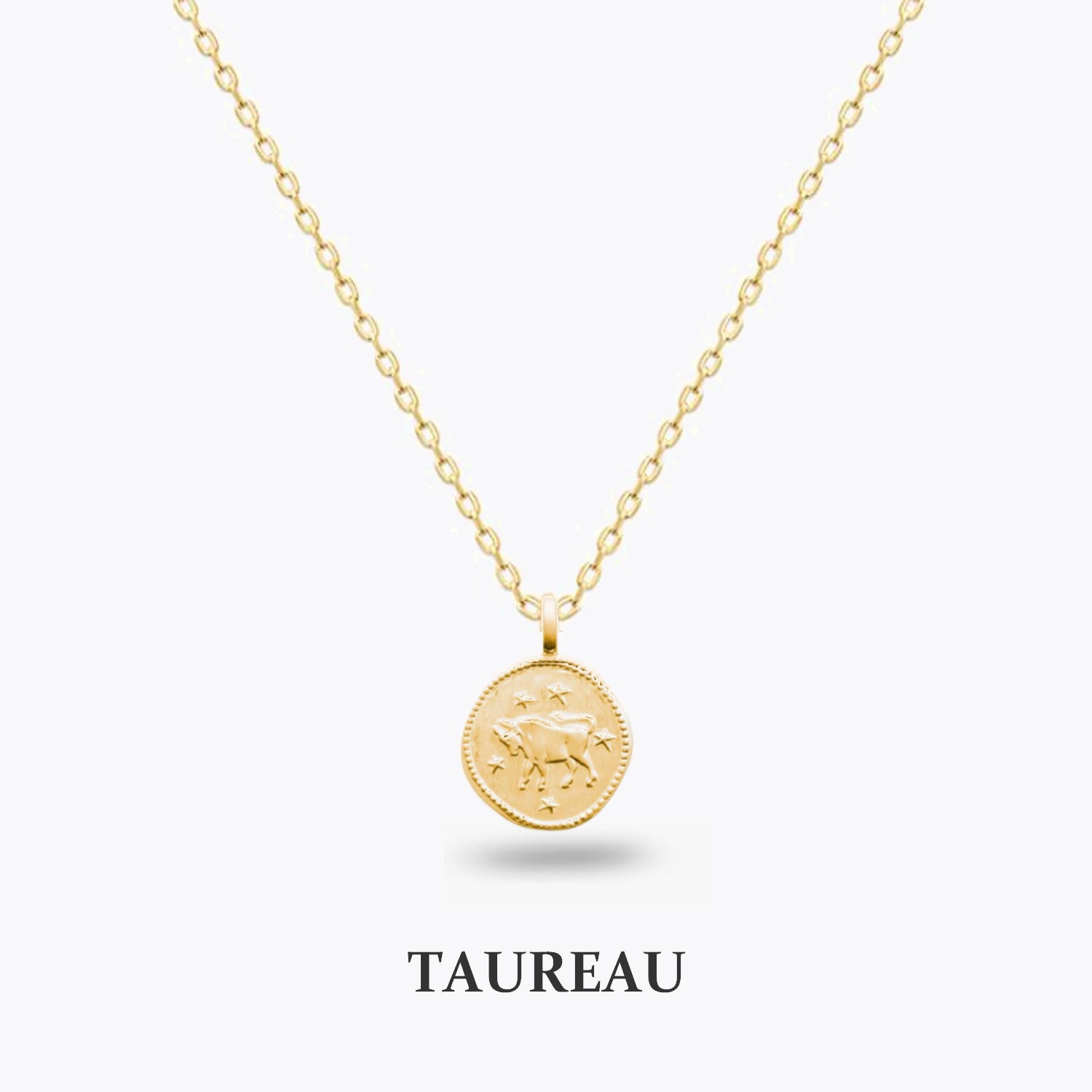 Pendentif du signe du zodiaque Taureau en or jaune 10 K avec diamants Pendentif du signe du zodiaque Taureau en or jaune 10 K avec diamants