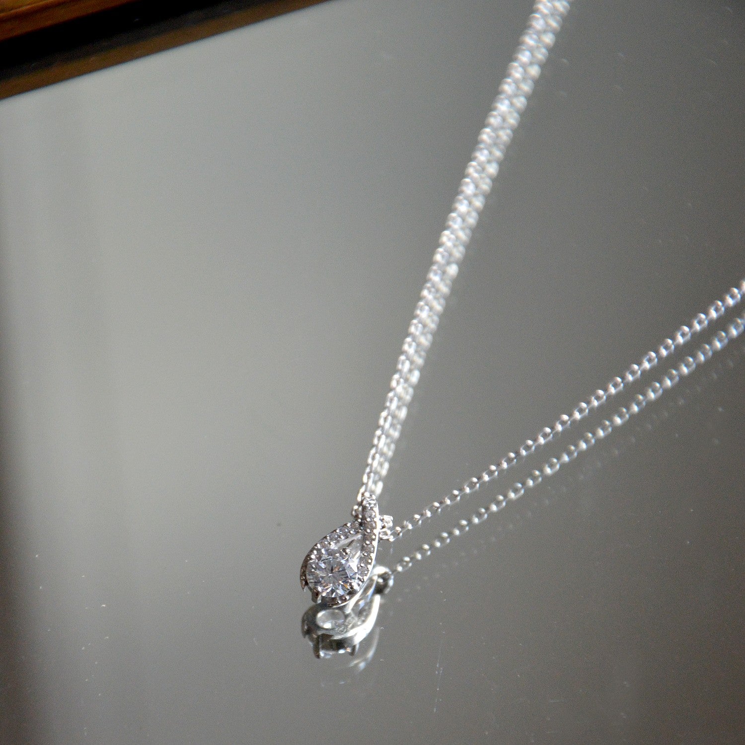 Collier Amour Libre - Pendentif Goutte Argent 925 Rhodié & Zirconium