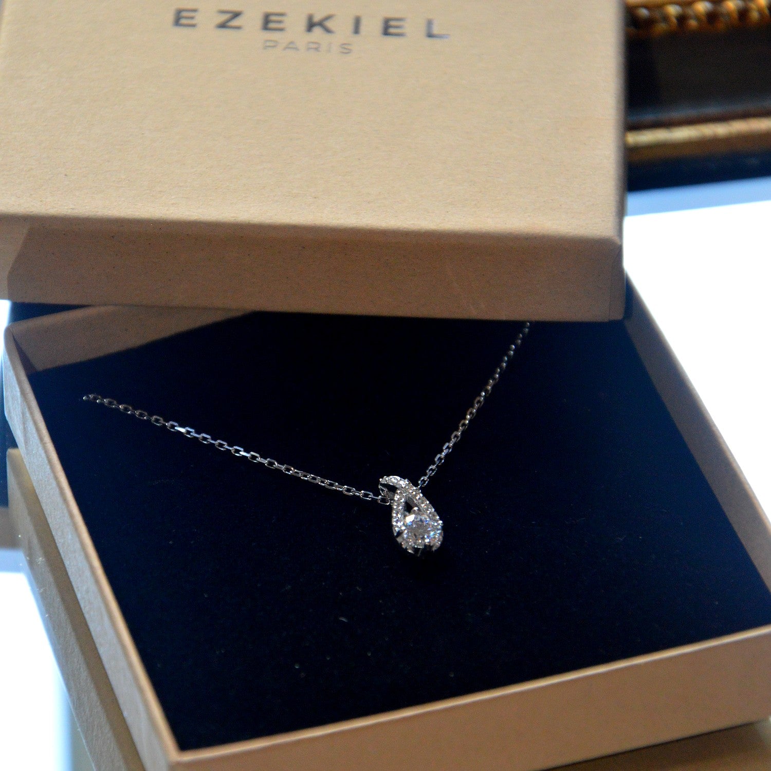 Collier Amour Libre - Pendentif Goutte Argent 925 Rhodié & Zirconium