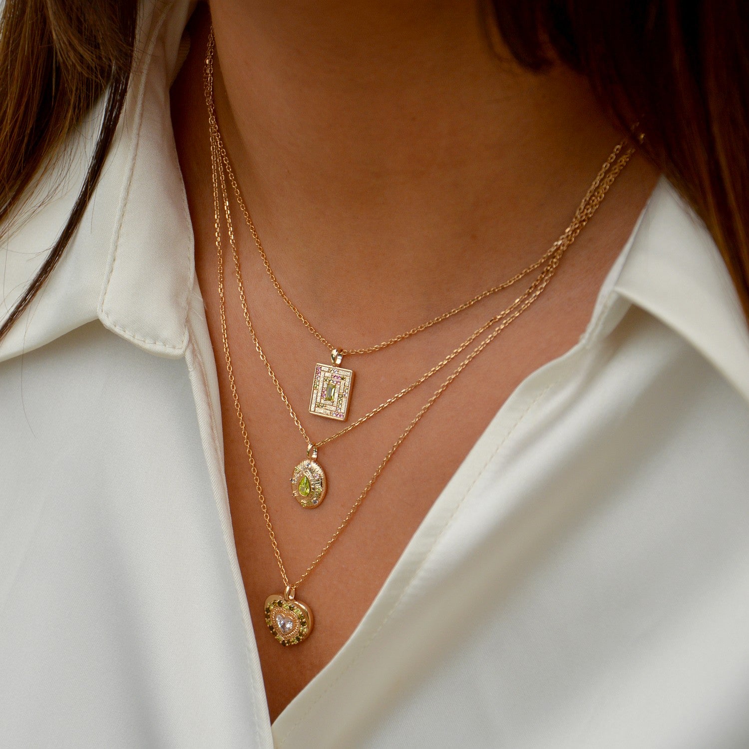 Collier Amour - Pendentif Amulette Cœur Plaqué Or 18K & Zirconium