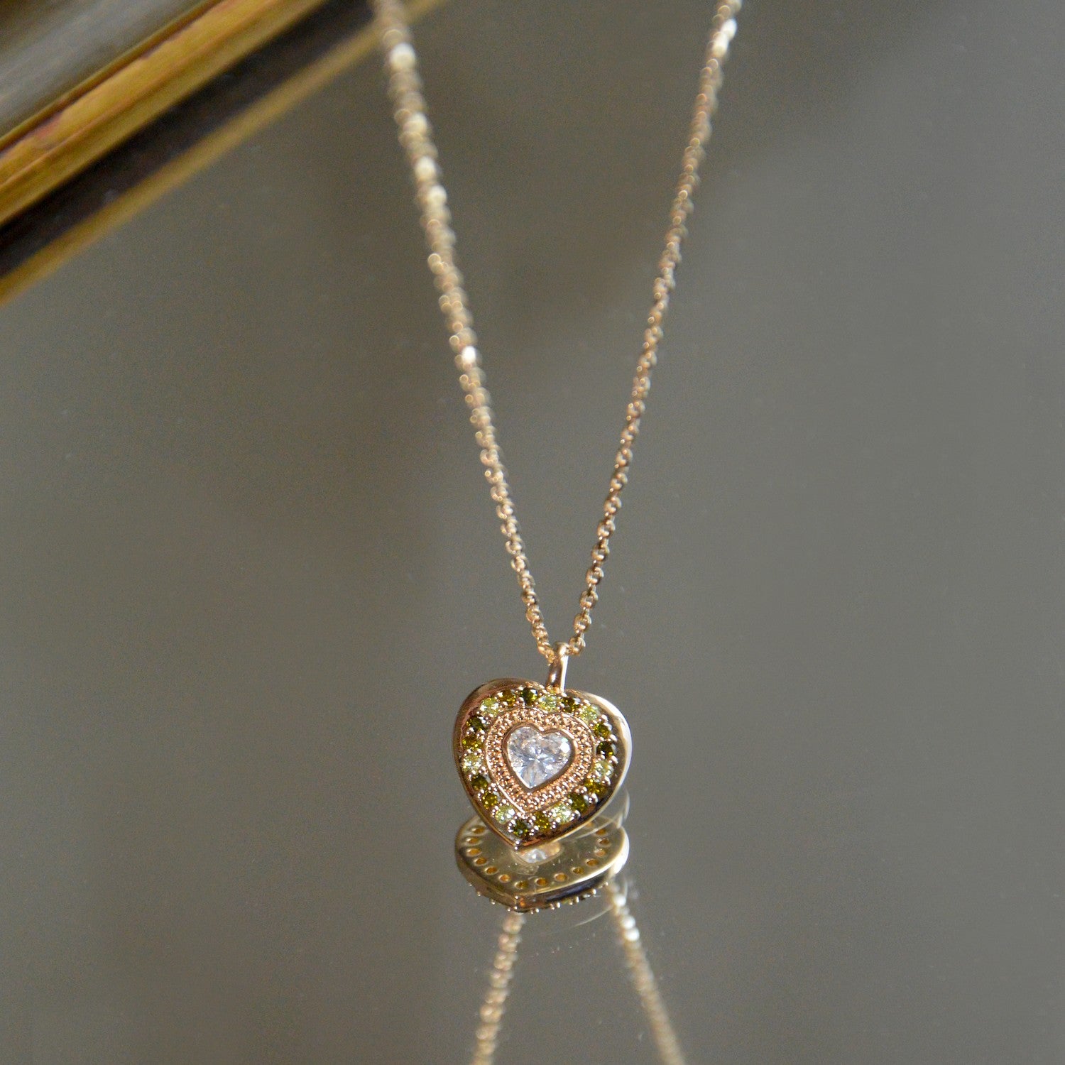 Collier Amour - Pendentif Amulette Cœur Plaqué Or 18K & Zirconium