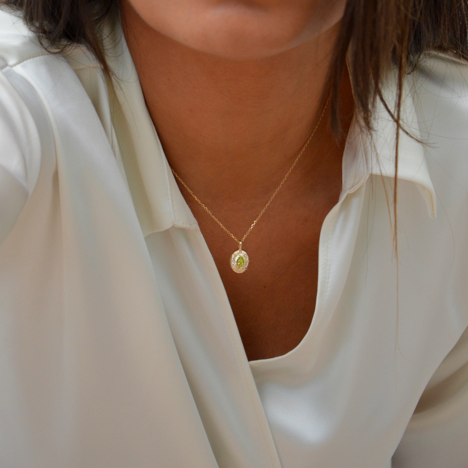 Collier Fortuna - Pendentif Amulette Œil de l'Abondance Plaqué Or 18K & Zirconium