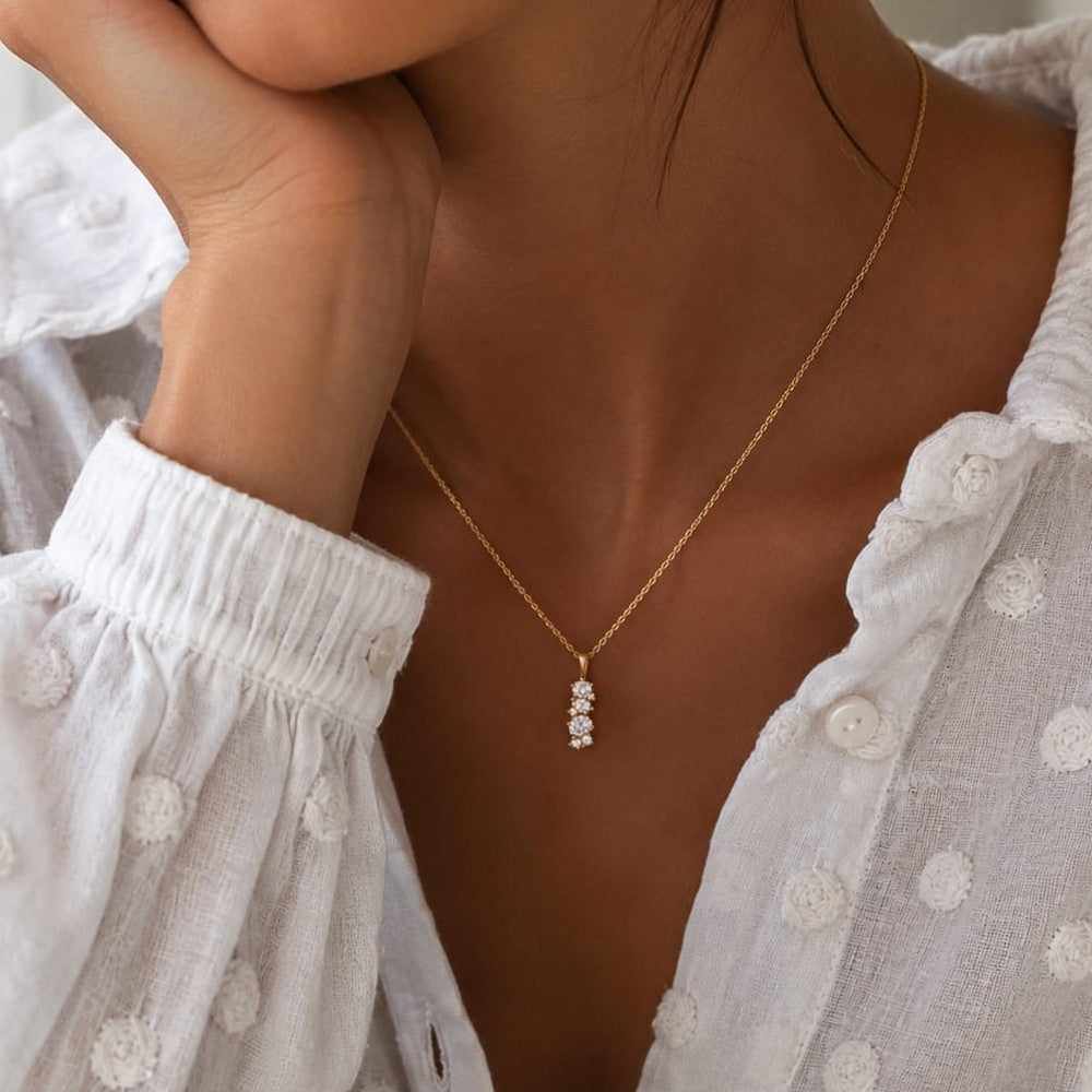 Collier Éclat Solitaire - Plaqué Or 18K & Zirconiums