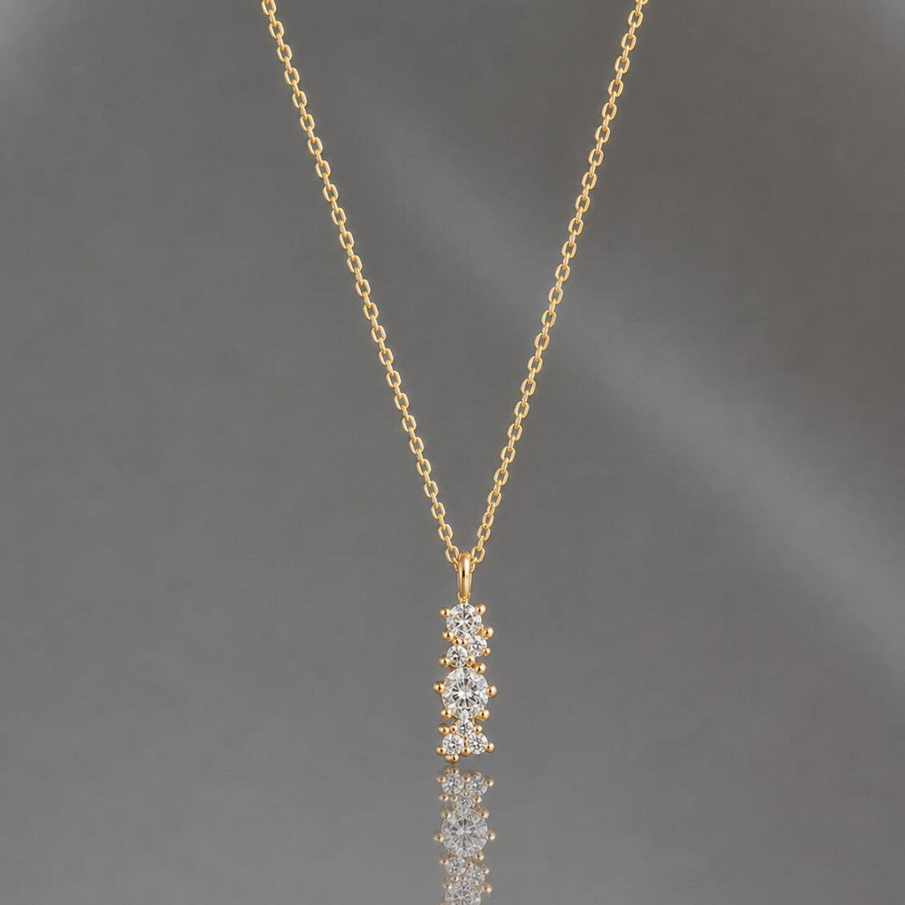 Collier Éclat Solitaire - Plaqué Or 18K & Zirconiums