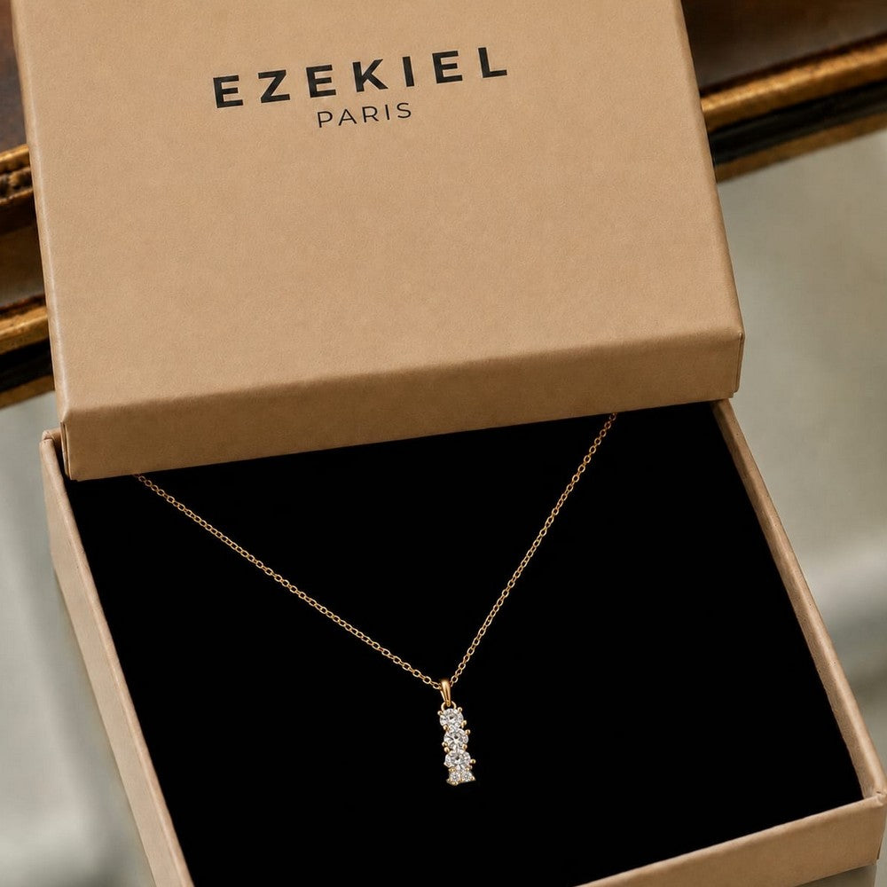 Collier Éclat Solitaire - Plaqué Or 18K & Zirconiums