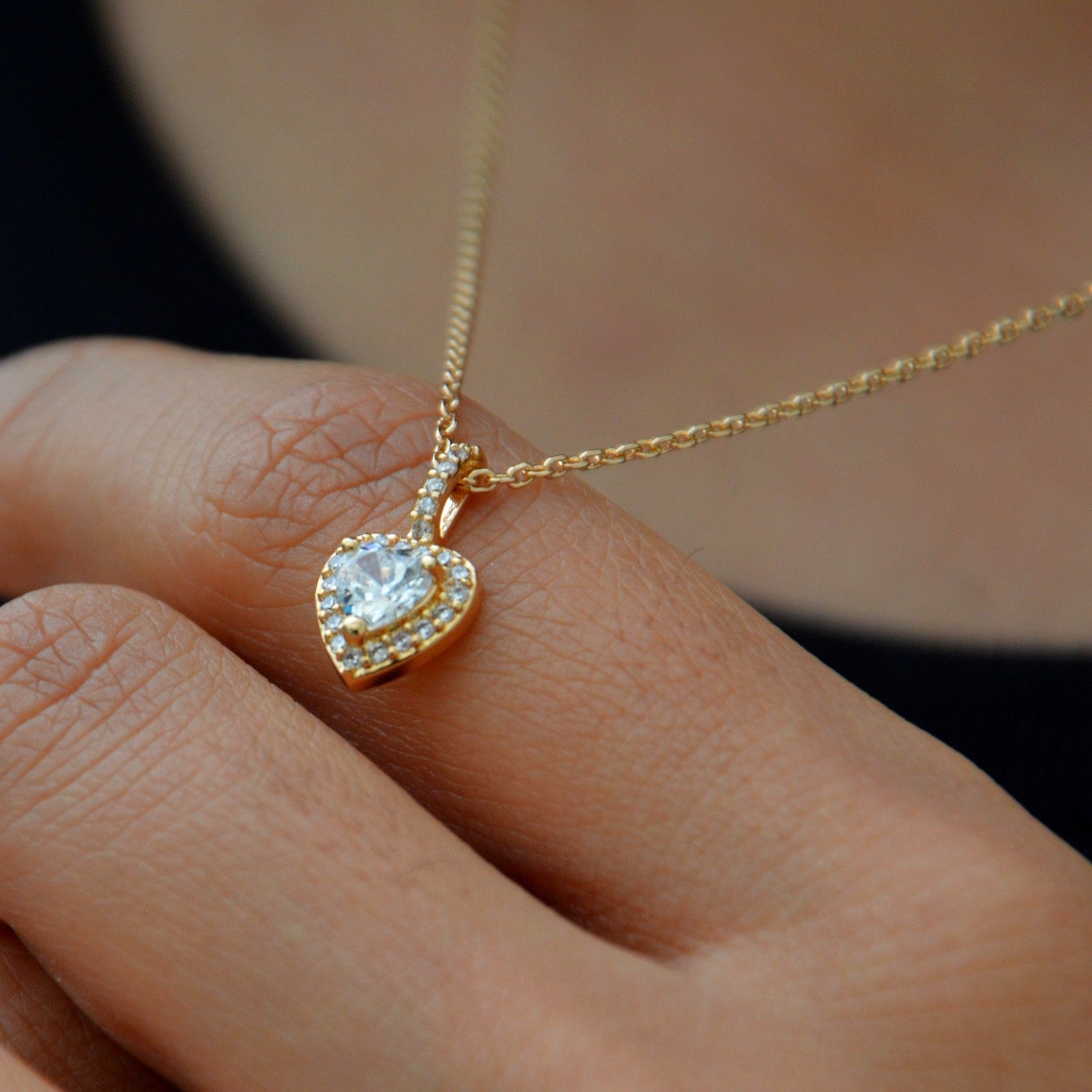 Collier Valentine - Pendentif Coeur Plaqué Or 18K & Zirconium