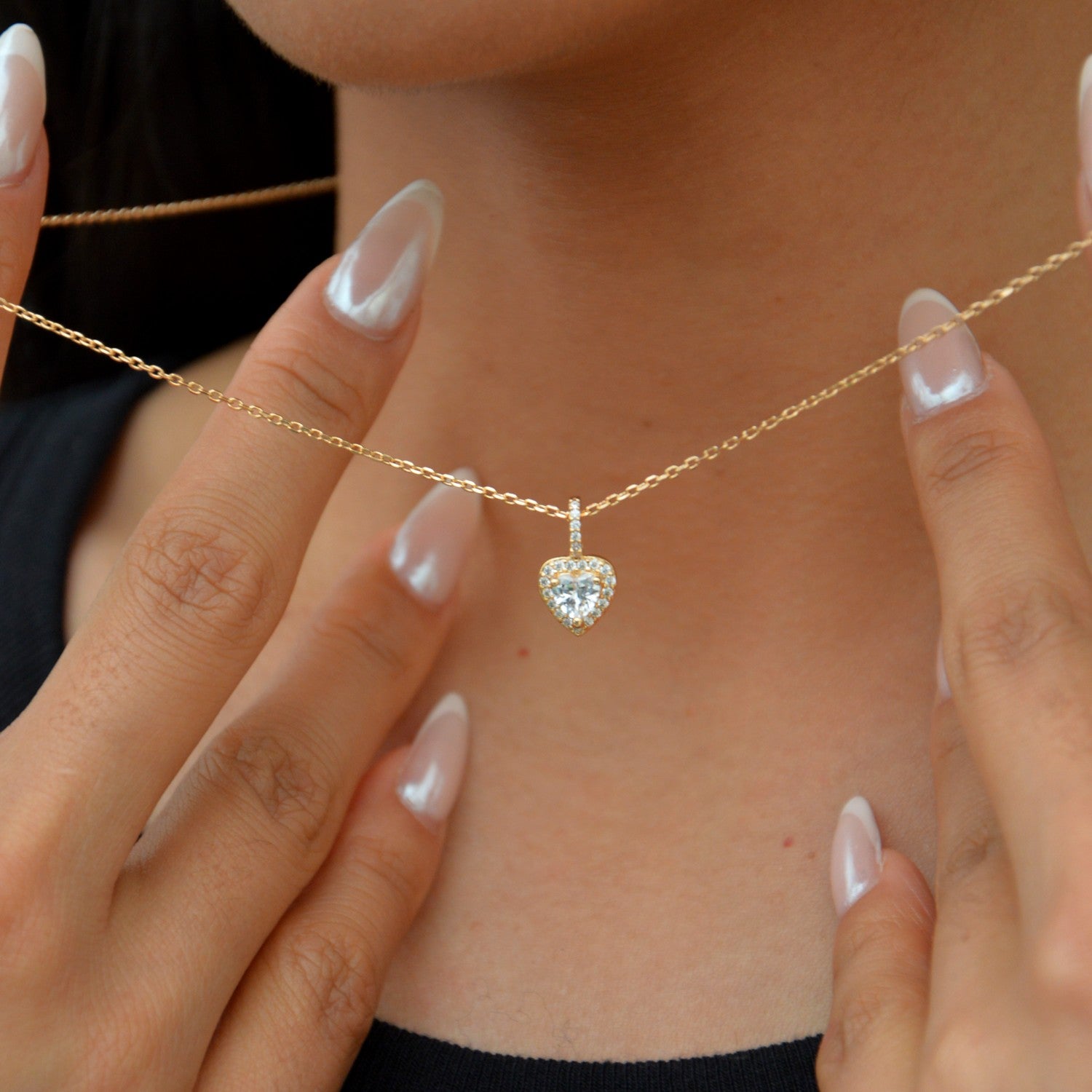 Collier Valentine - Pendentif Coeur Plaqué Or 18K & Zirconium