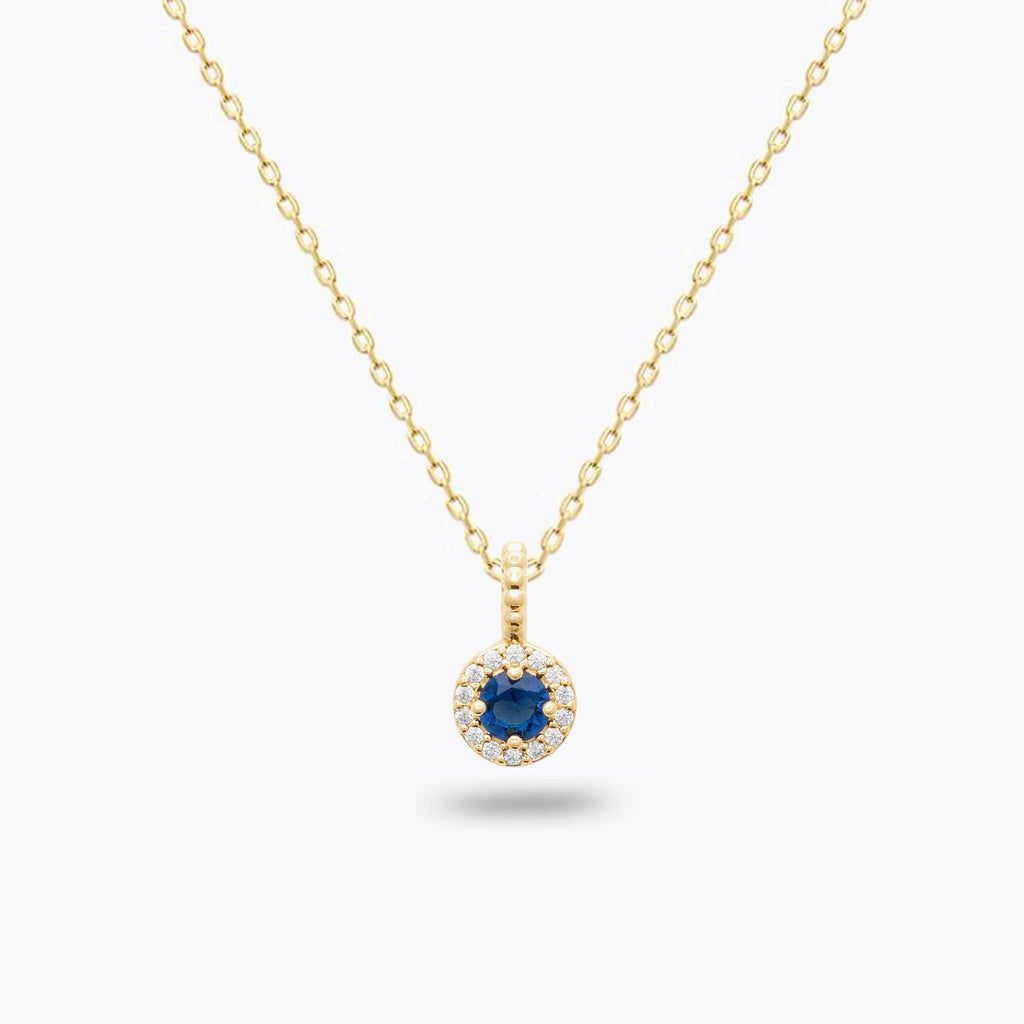 Collier Eternity - Plaqué Or 18K et Zirconium Bleu Saphir - 1cm