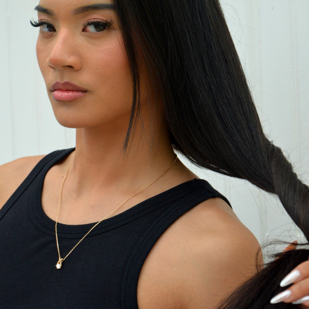 Collier Amour Libre - Pendentif Goutte Plaqué Or 18K & Zirconium