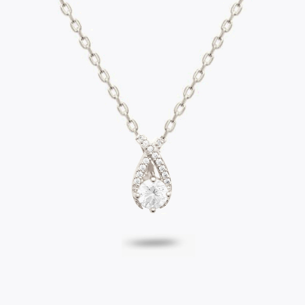 Collier Amour Libre - Pendentif Goutte Argent 925 Rhodié & Zirconium
