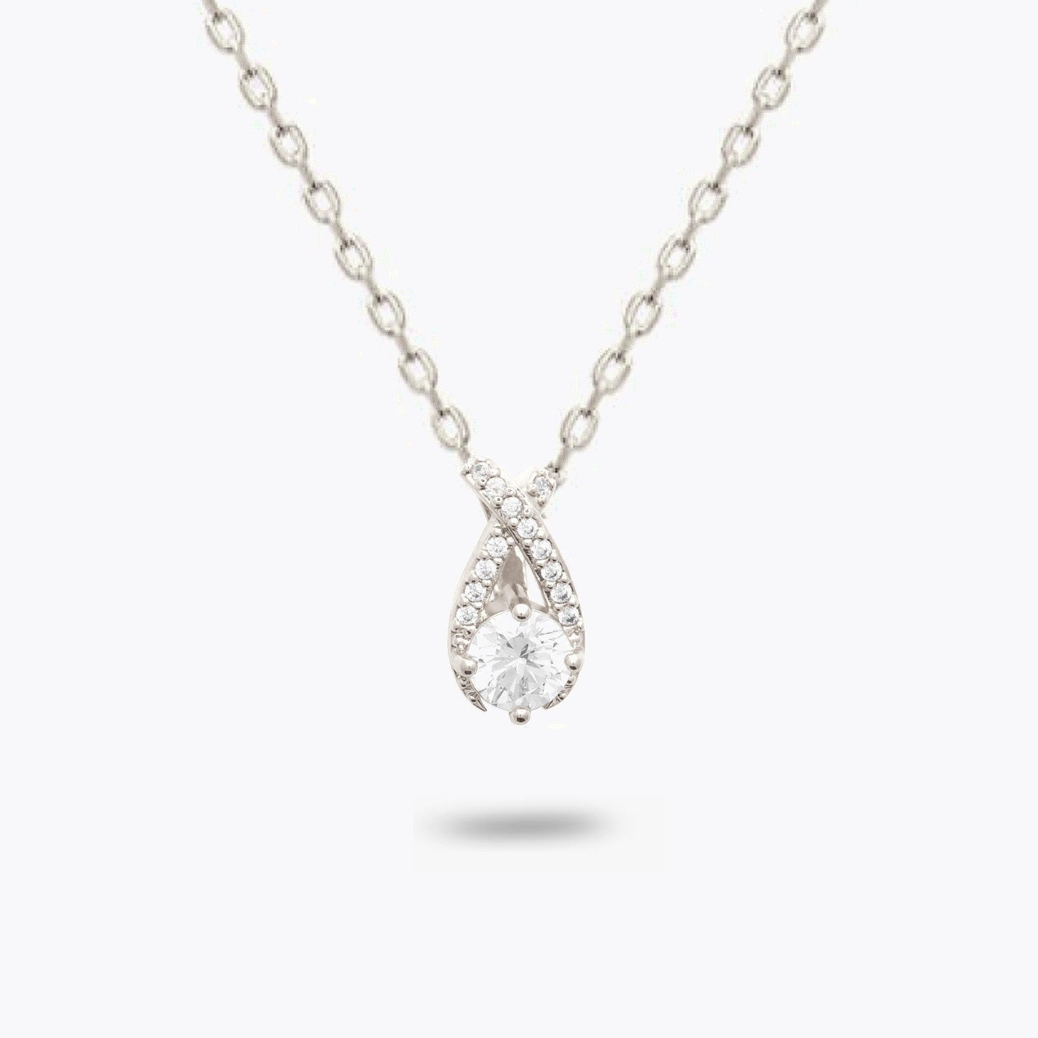 Collier Amour Libre - Pendentif Goutte Argent 925 Rhodié & Zirconium
