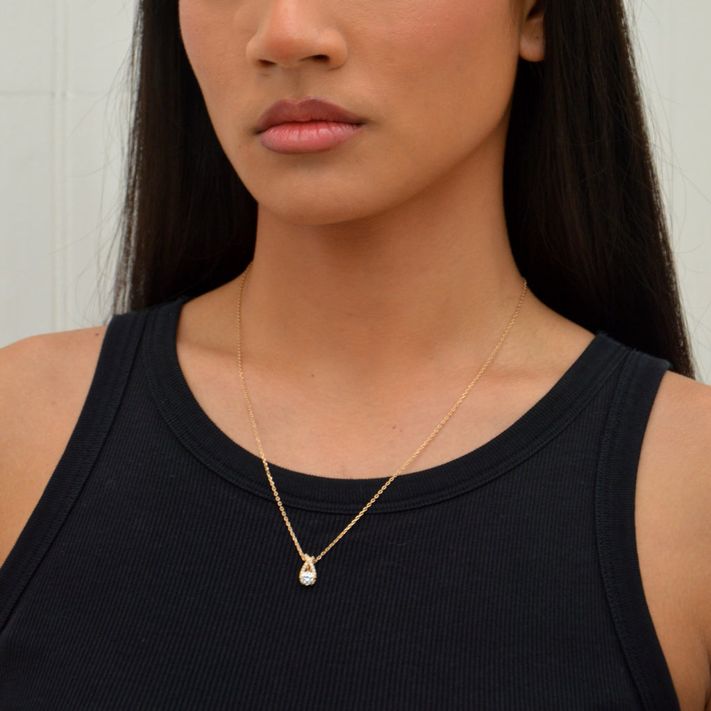 Collier Amour Libre - Pendentif Goutte Plaqué Or 18K & Zirconium