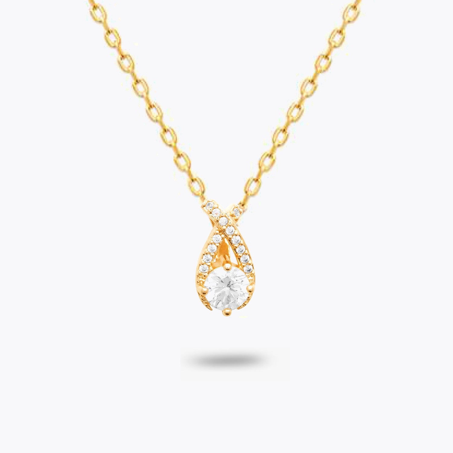 Collier Amour Libre - Pendentif Goutte Plaqué Or 18K & Zirconium