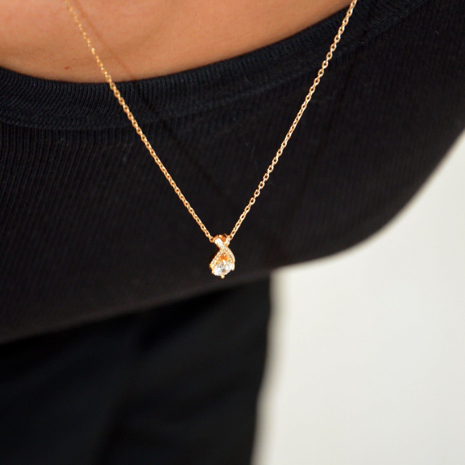 Collier Amour Libre - Pendentif Goutte Plaqué Or 18K & Zirconium