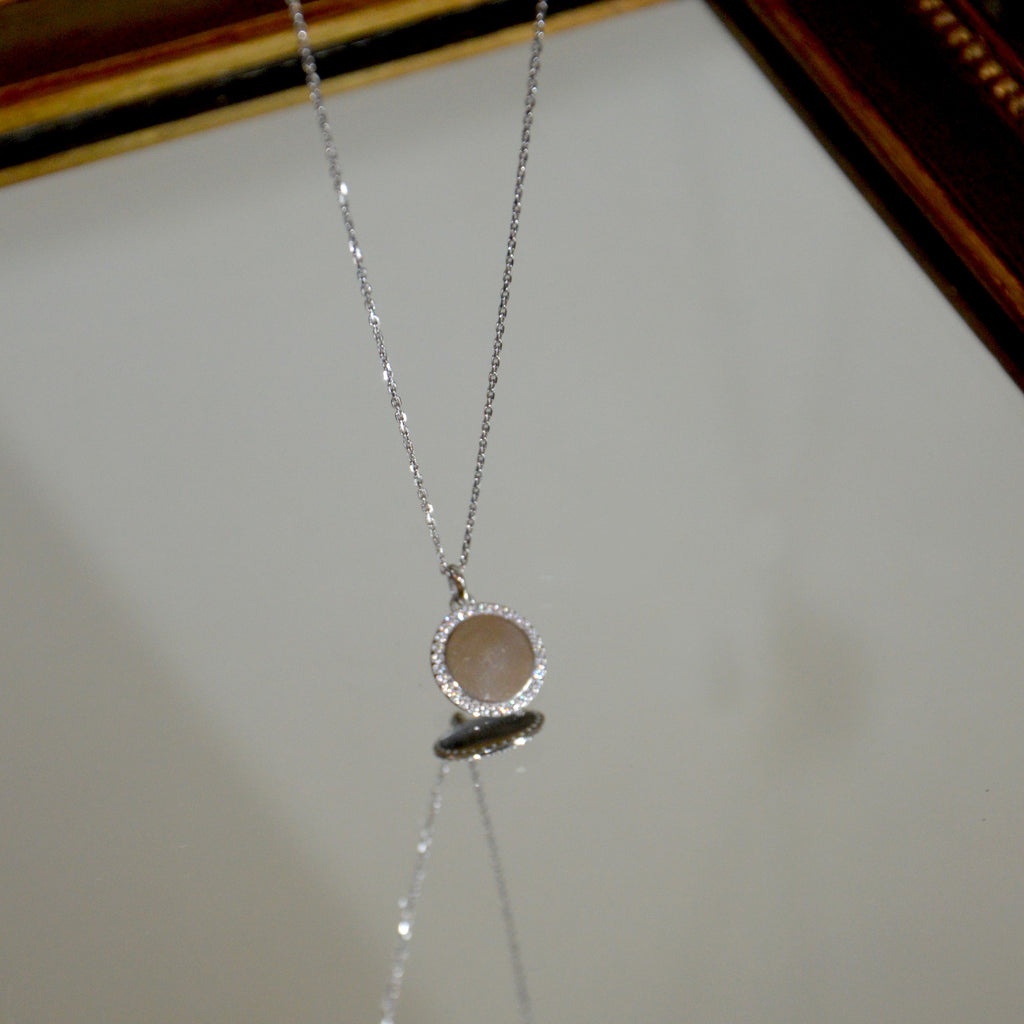 Collier Médaille - Pendentif Argent 925 Rhodié & Zirconium
