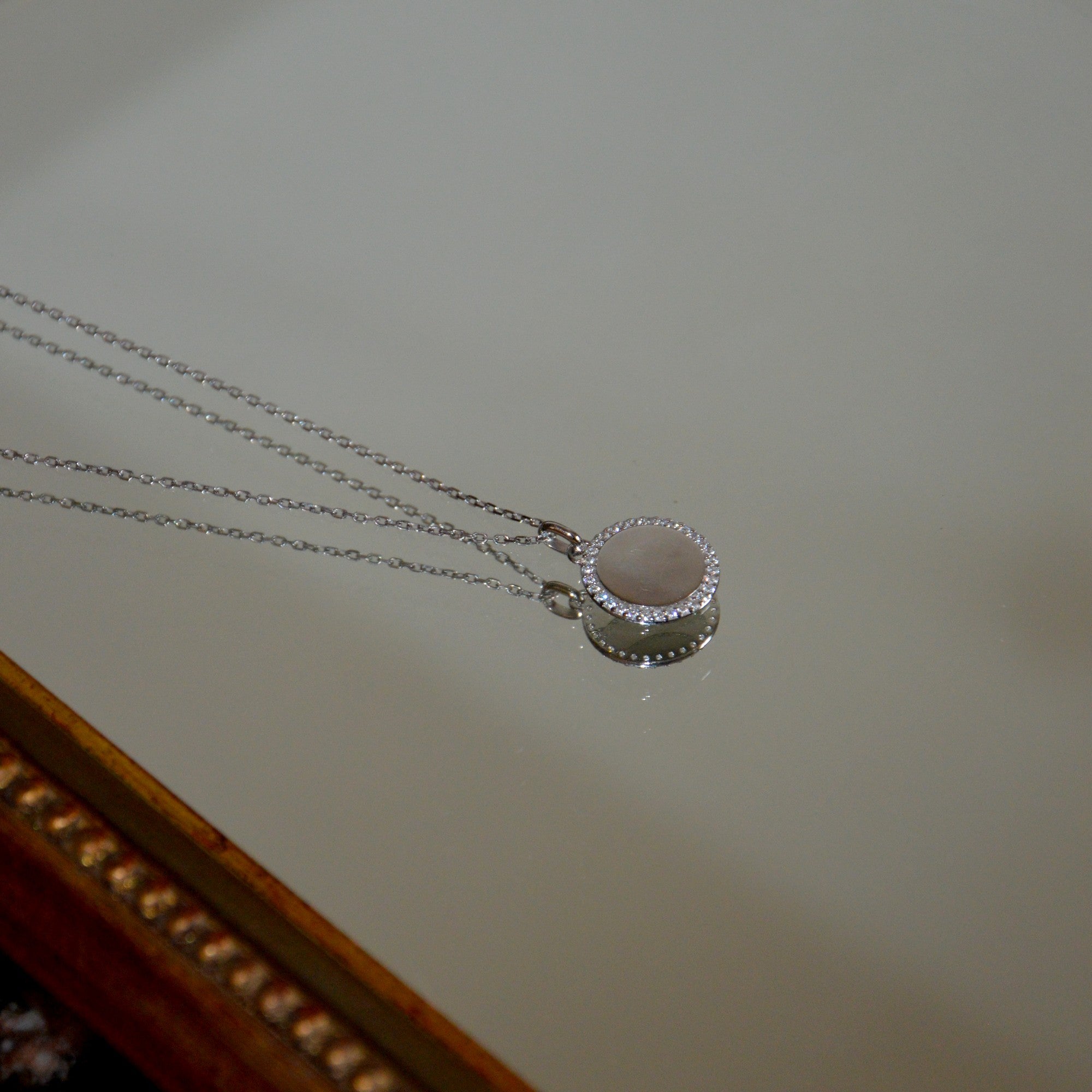 Collier Médaille - Pendentif Argent 925 Rhodié & Zirconium