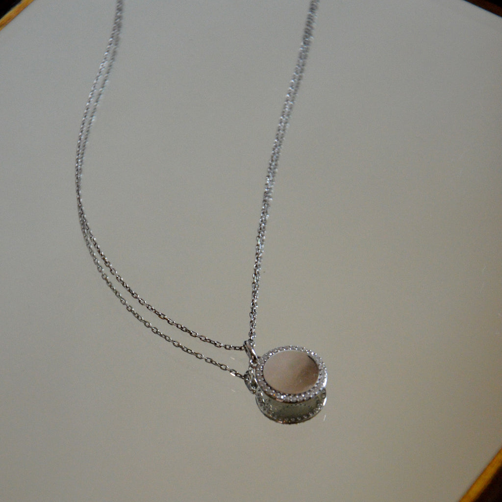 Collier Médaille - Pendentif Argent 925 Rhodié & Zirconium