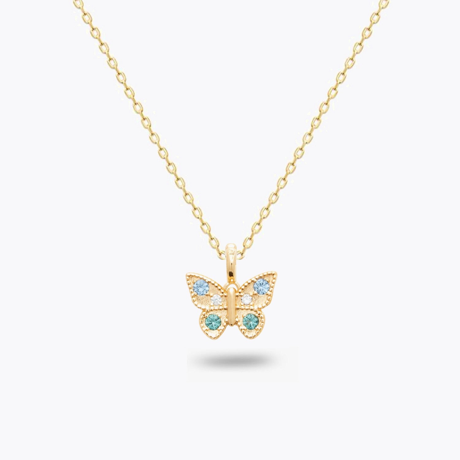 Collier Papillon - Plaqué Or 18K et Zirconium Bleu