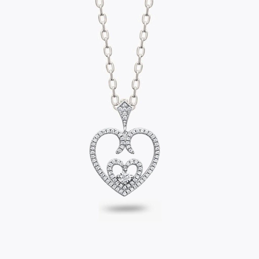 Collier Cœur True Love - Argent 925 Rhodié et Zirconium