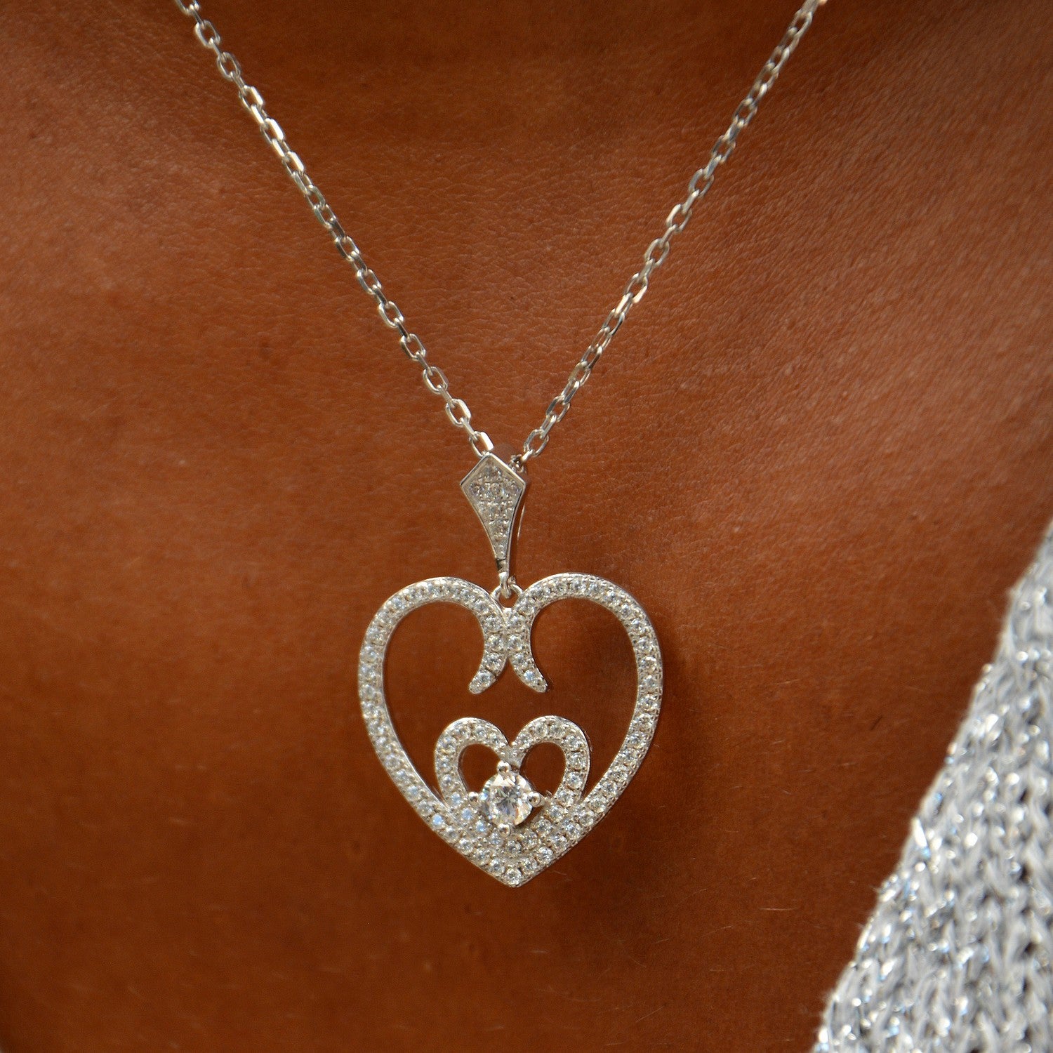 Collier Cœur True Love - Argent 925 Rhodié et Zirconium