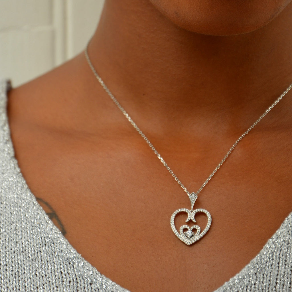 Collier Cœur True Love - Argent 925 Rhodié et Zirconium