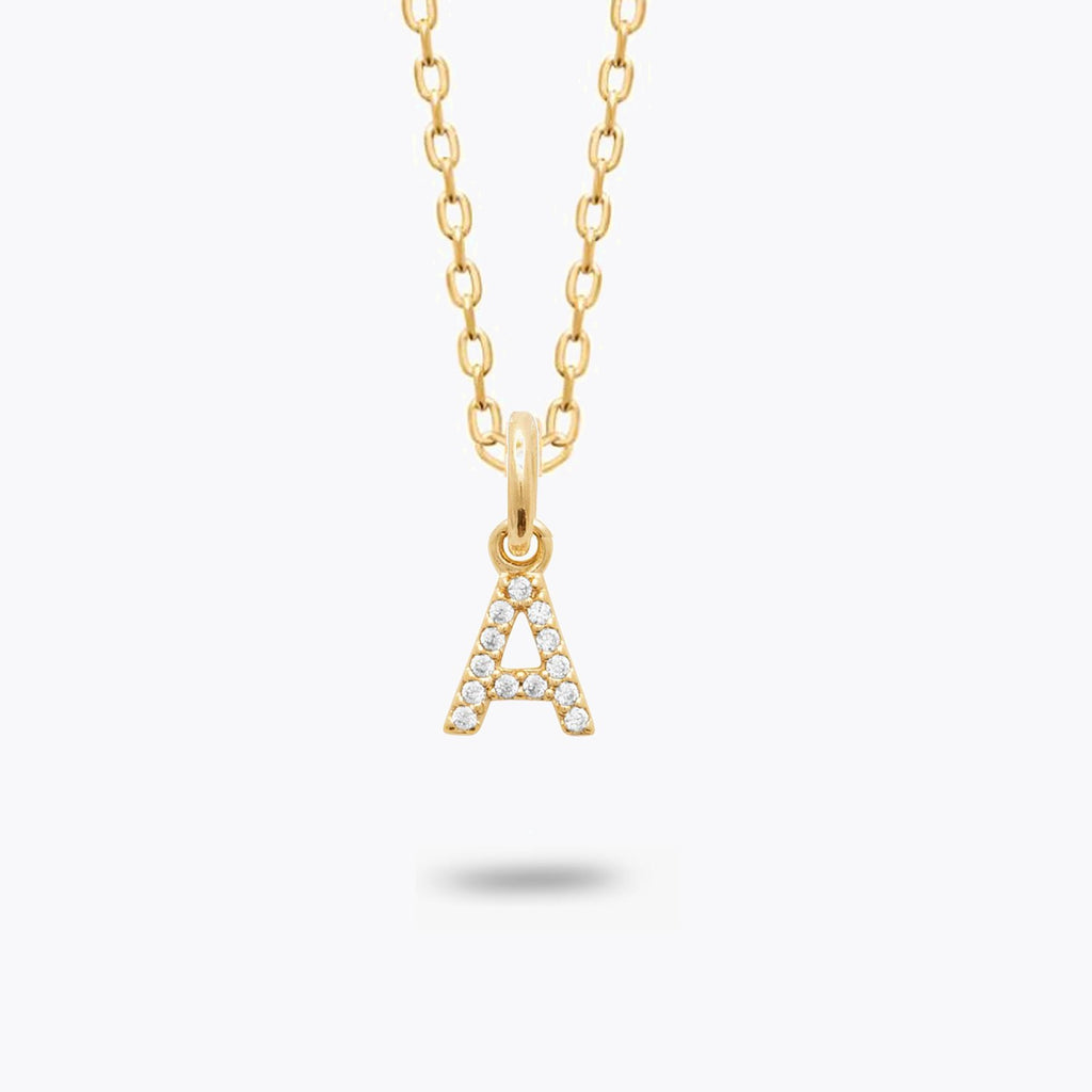 Collier Lettre A - Pendentif Initiale Prénom Plaqué Or 18K et Zirconiums