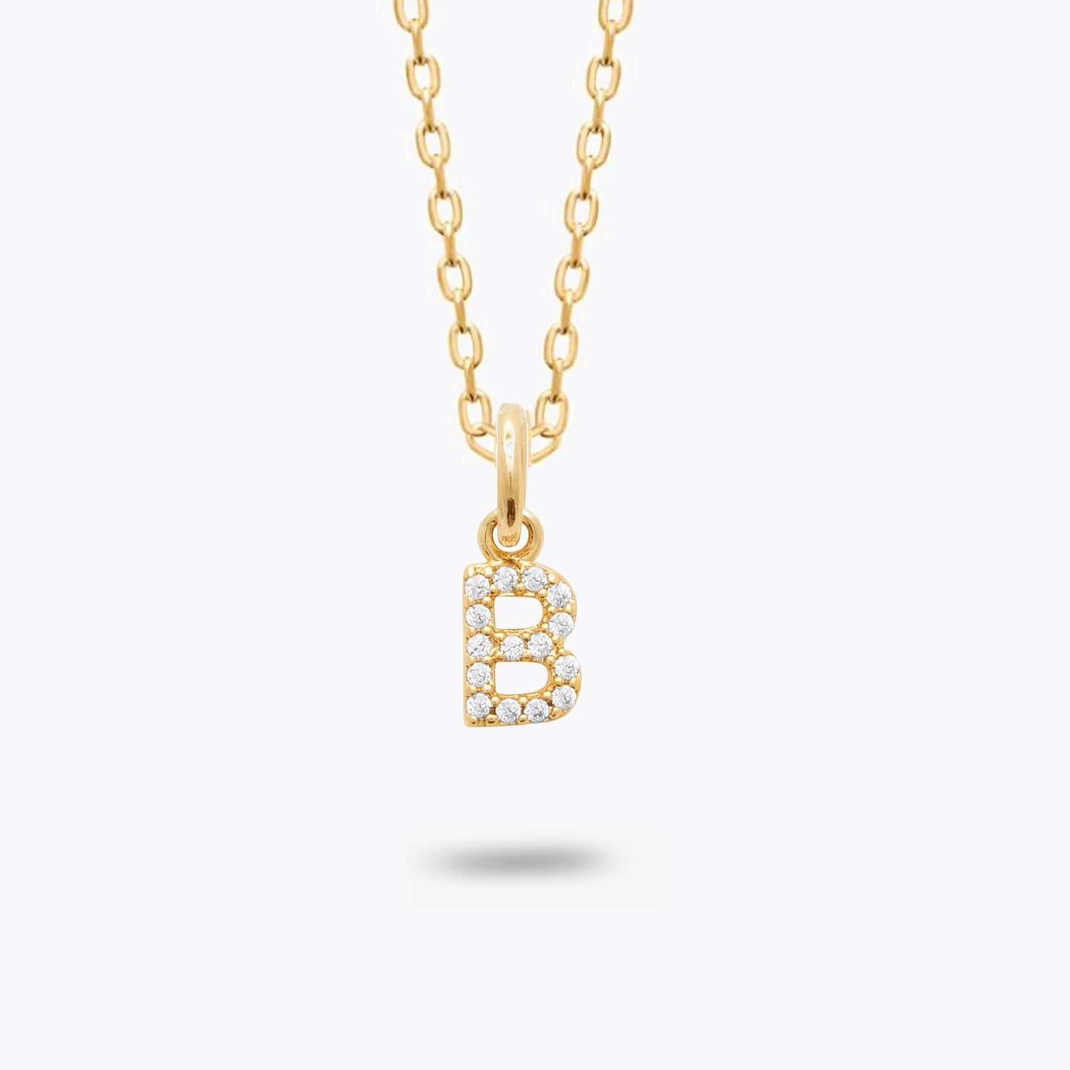 Collier Lettre B - Pendentif Initiale Prénom Plaqué Or 18K et Zirconiums