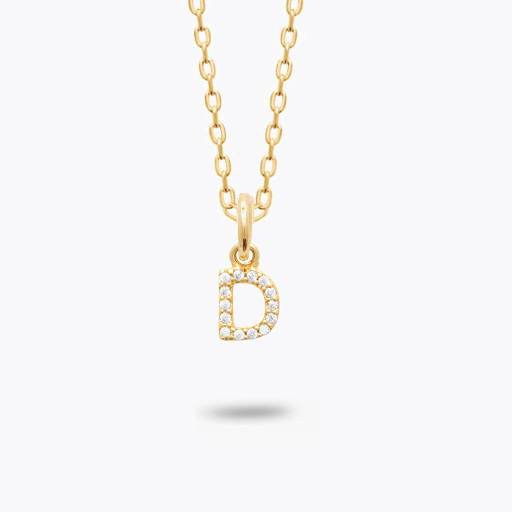Collier Lettre D - Pendentif Initiale Prénom Plaqué Or 18K et Zirconiums