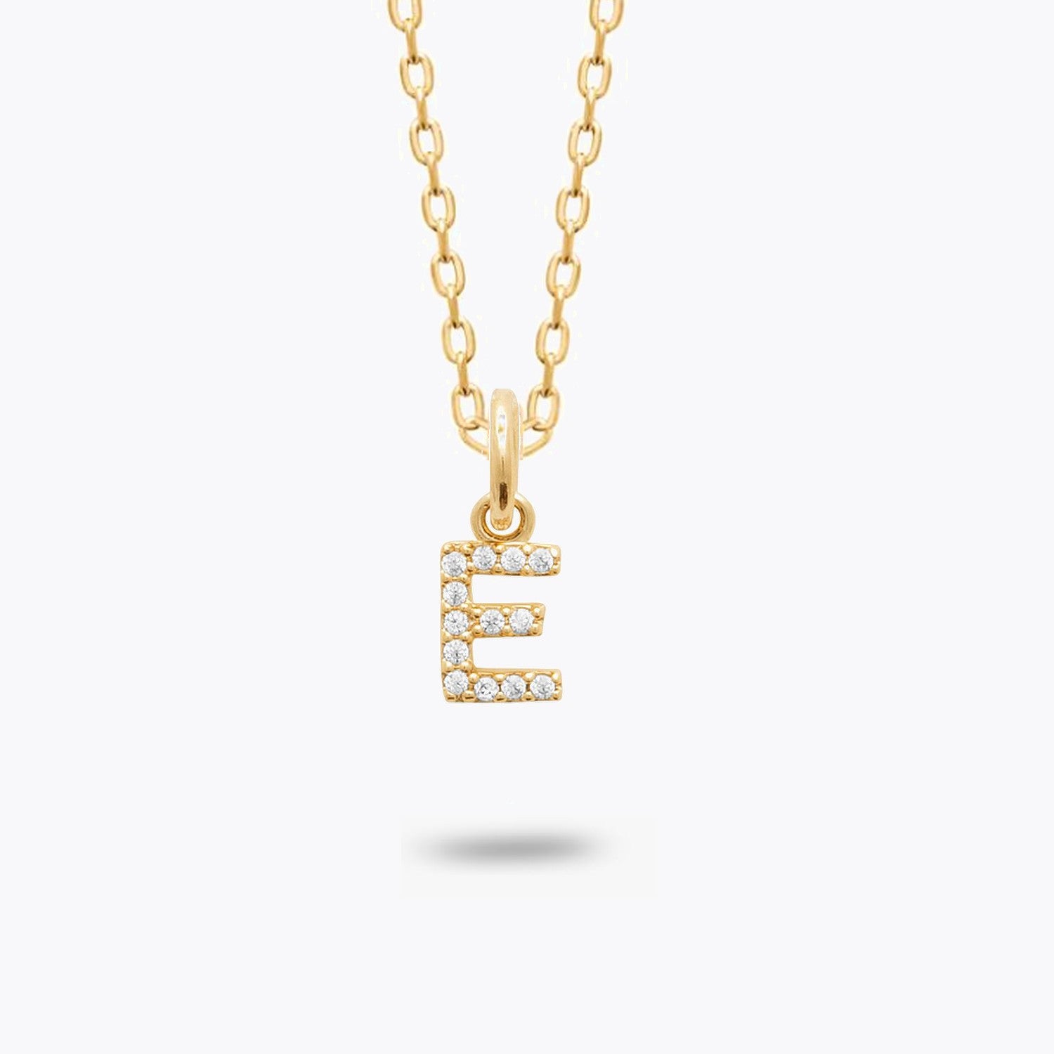 Collier Lettre E - Pendentif Initiale Prénom Plaqué Or 18K et Zirconiums