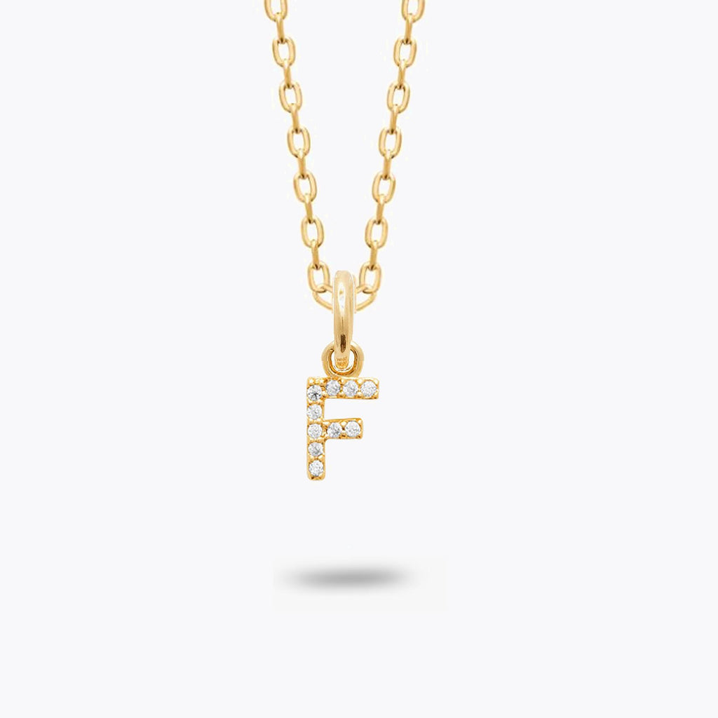 Collier Lettre F - Pendentif Initiale Prénom Plaqué Or 18K et Zirconiums
