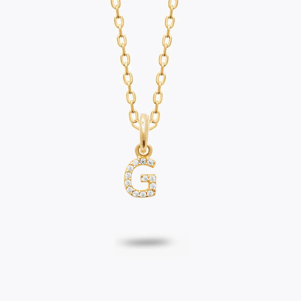 Collier Lettre G - Pendentif Initiale Prénom Plaqué Or 18K et Zirconiums