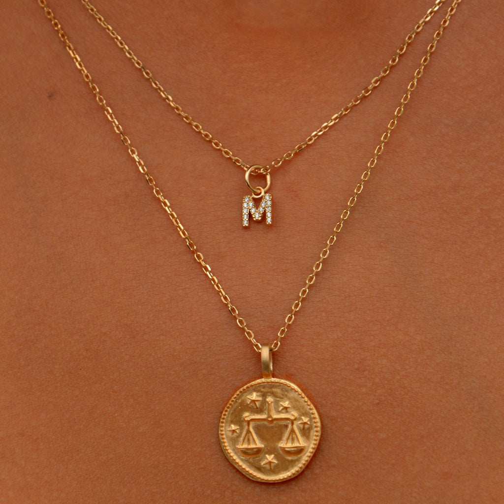 Collier Lettre C - Pendentif Initiale Prénom Plaqué Or 18K et Zirconiums