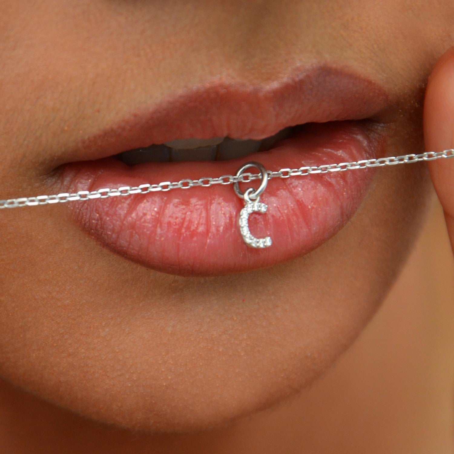 Collier Lettre Prénom - Pendentif Initiale Argent 925 Rhodié et Zirconiums