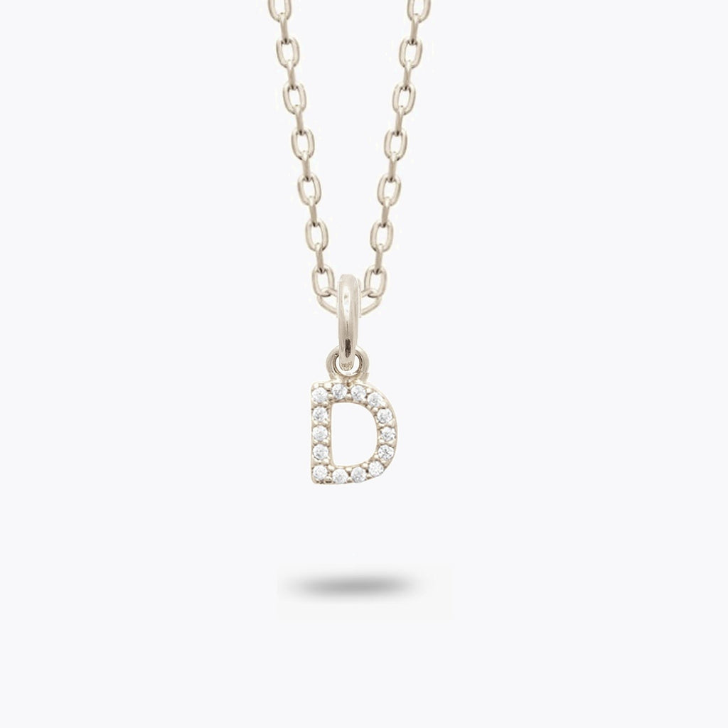 Collier Lettre Prénom - Pendentif Initiale Argent 925 Rhodié et Zirconiums