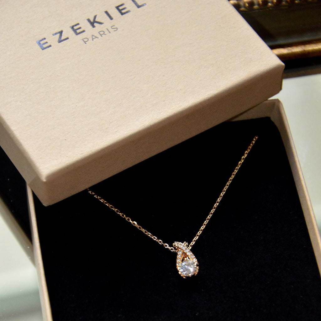 Collier Amour Libre - Pendentif Goutte Plaqué Or 18K & Zirconium