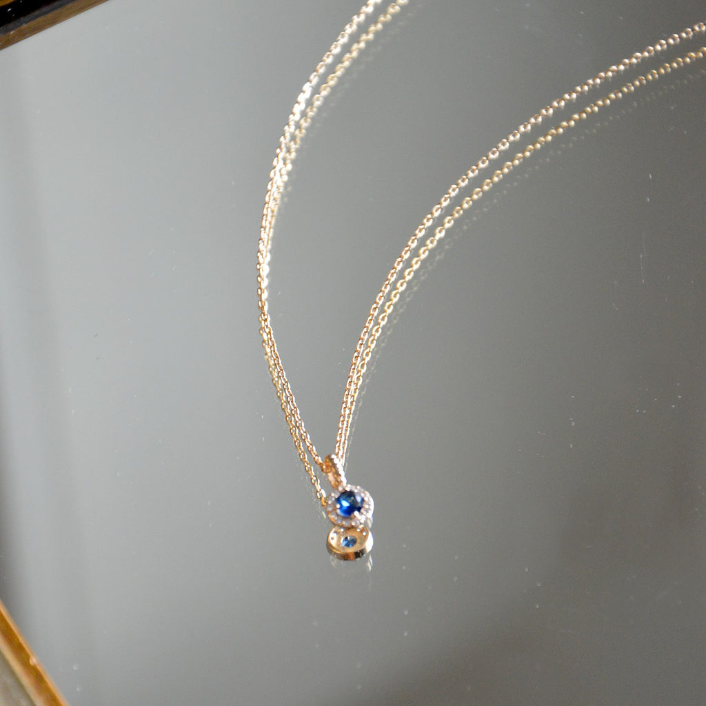 Collier Eternity - Plaqué Or 18K et Zirconium Bleu Saphir - 1cm
