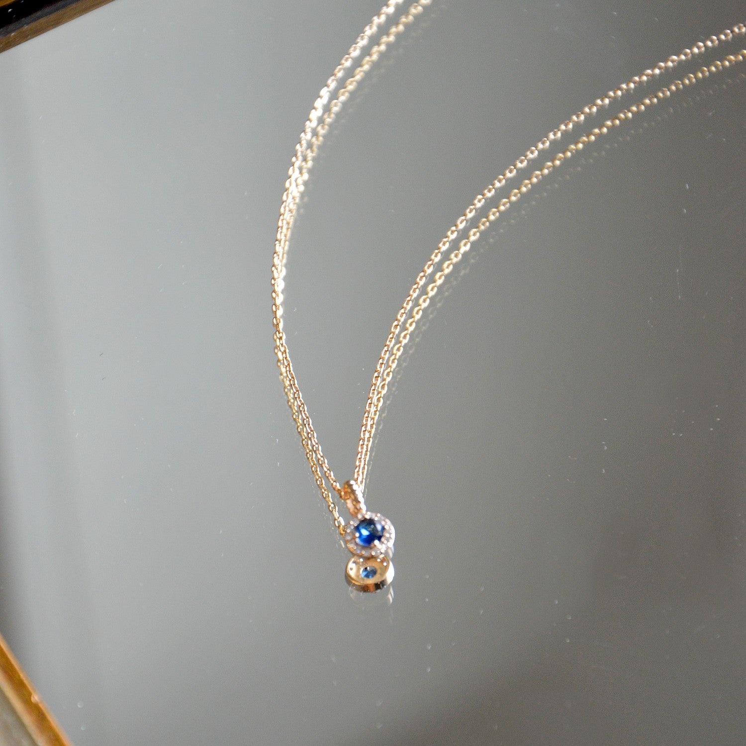 Collier Eternity - Plaqué Or 18K et Zirconium Bleu Saphir - 1cm